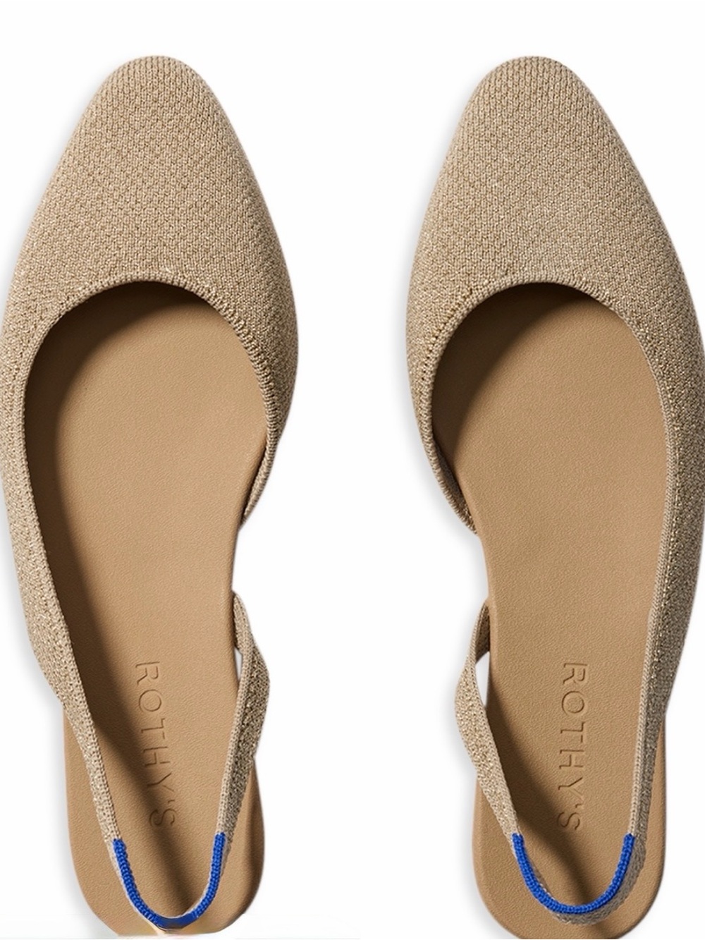 Rothy's ‘Almond Slingback’ Flats - metallic prosecco - NEVER WORN